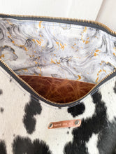 Load image into Gallery viewer, Bighorn Bag in Black and White Hair on Hide