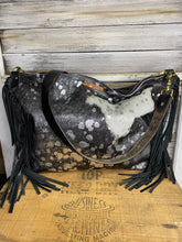 Load image into Gallery viewer, Black and White With Silver Cowhide Hobo