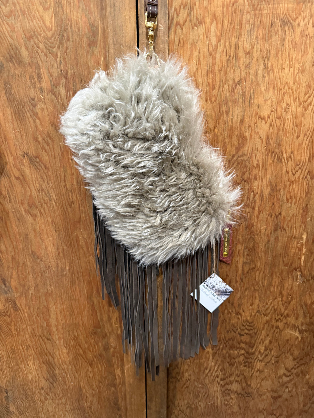 Sheep Fur Jessica Wristlet with Fringe