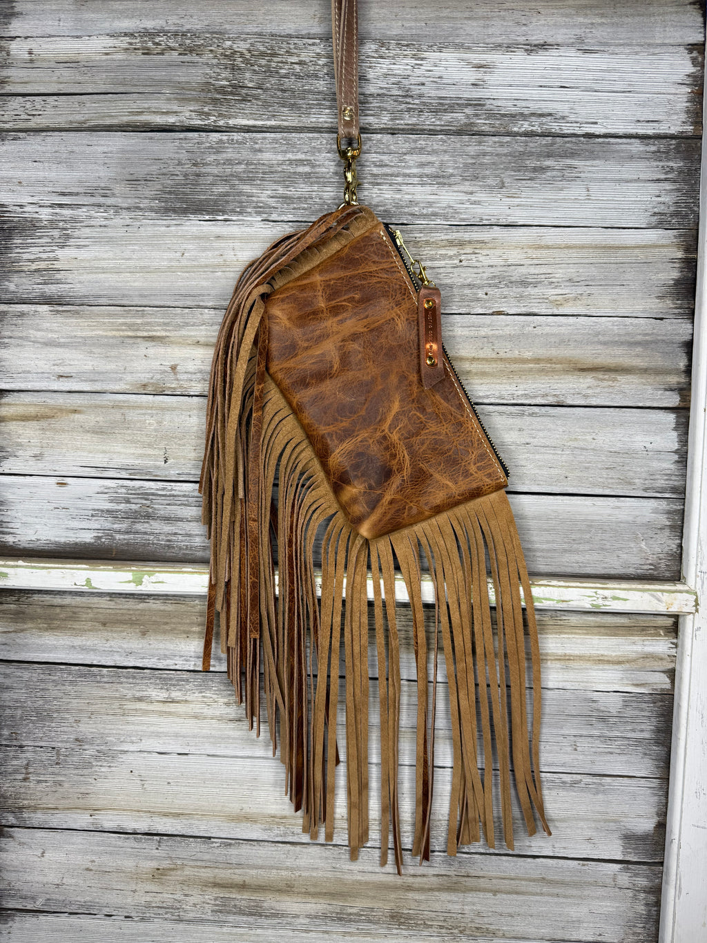 Tricolor Cowhide Jessica Wristlet with Fringe