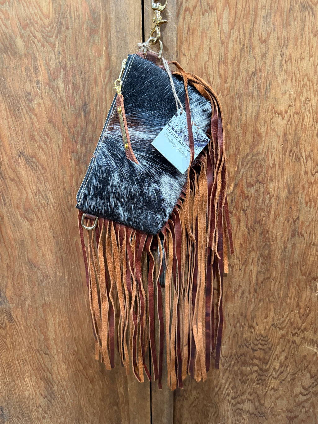 Tricolor Jessica Wristlet with Mahogany Long Fringe