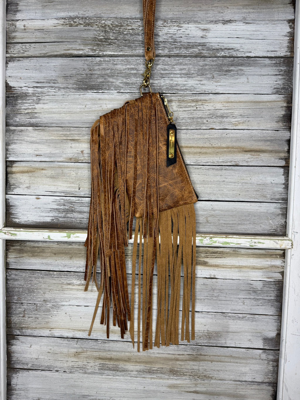 Tricolor Cowhide Jessica Wristlet with Fringe