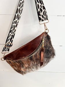 Tricolor Brindle Cowhide Frannie Bag