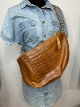 Load image into Gallery viewer, Brown Cayman &amp; Leather Kaycee Bag
