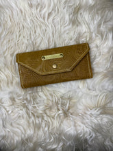 Load image into Gallery viewer, Mustard Embossed Leather Trifold Wallet
