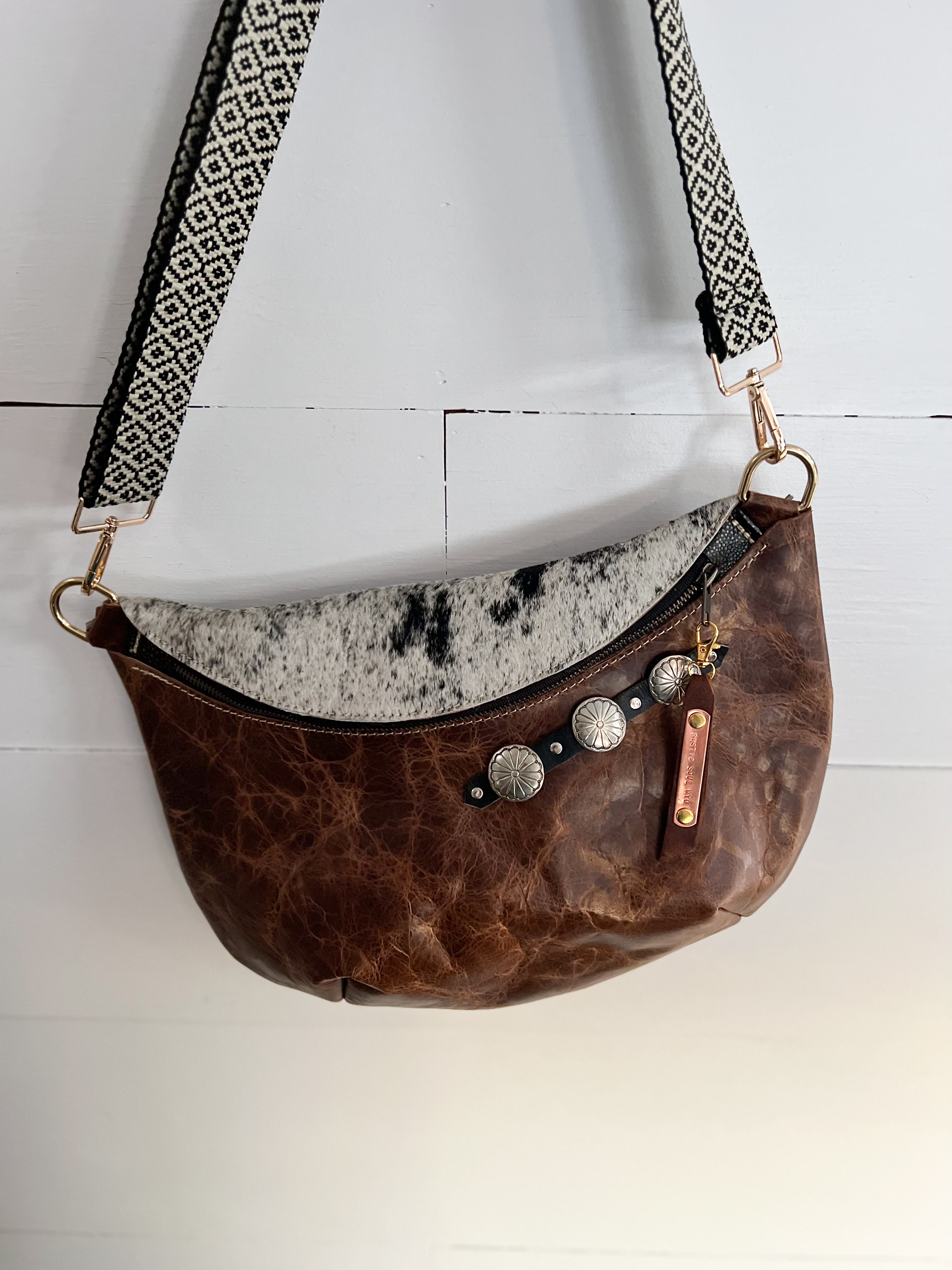 Leather & Cowhide Frannie XL with Sterling Silver Conchos