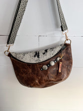 Load image into Gallery viewer, Leather &amp; Cowhide Frannie XL with Sterling Silver Conchos
