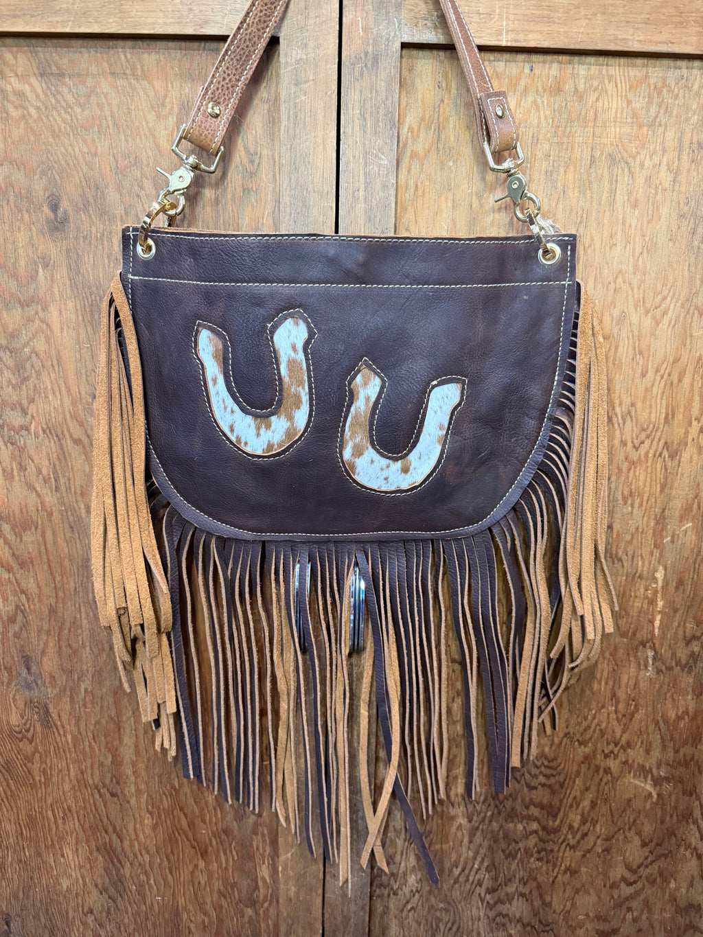Leather ALMY Bag with Cowhide Horseshoe Inlay