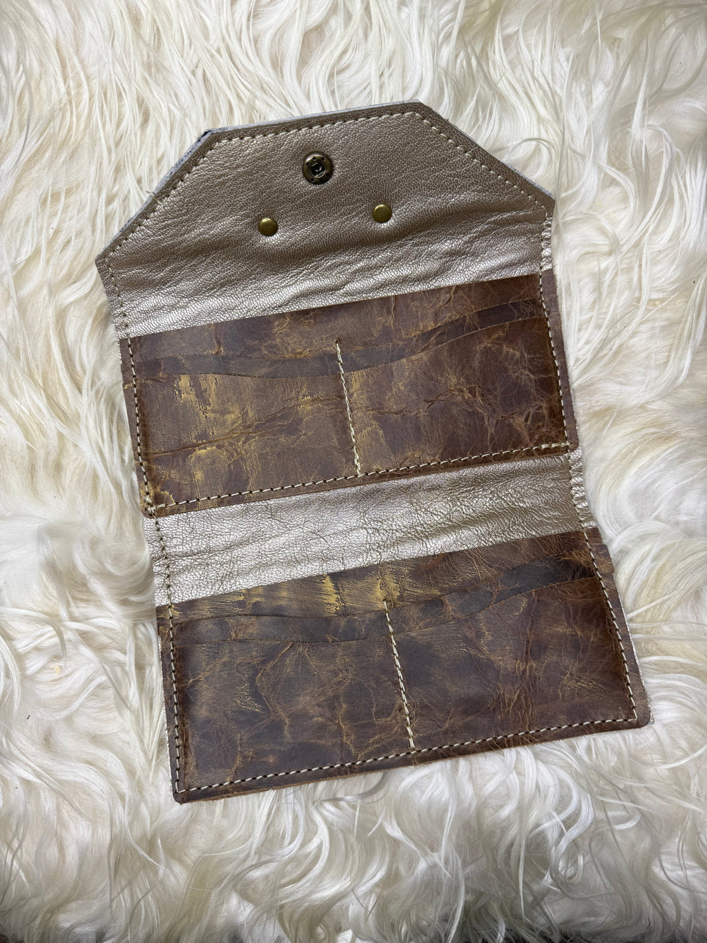 Tricolor Cowhide Trifold Wallet