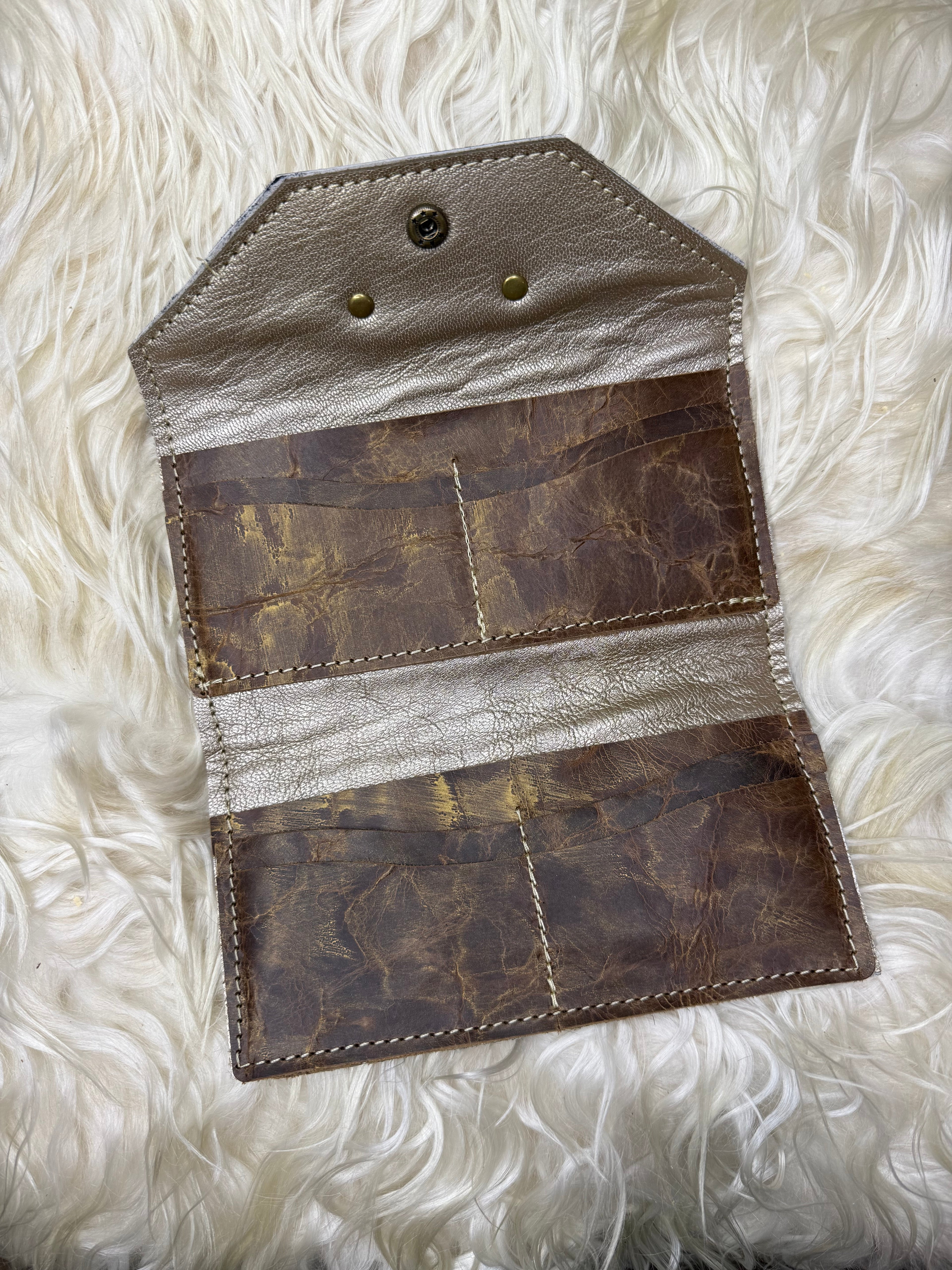 Tricolor Cowhide Trifold Wallet