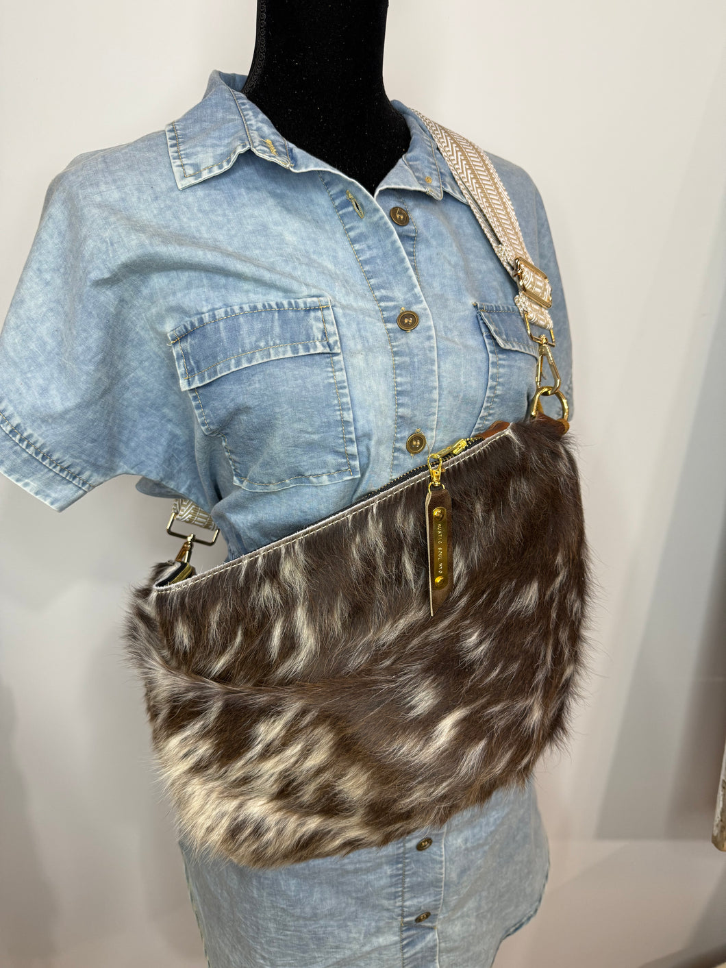 Brown and White Cowhide Kaycee Bag