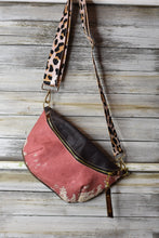 Load image into Gallery viewer, Pink Acid Washed Cowhide Frannie Bag
