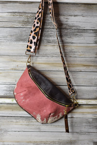 Pink Acid Washed Cowhide Frannie Bag