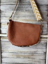 Load image into Gallery viewer, Brown and White Cowhide with Brown Embossed Leather Frannie XL
