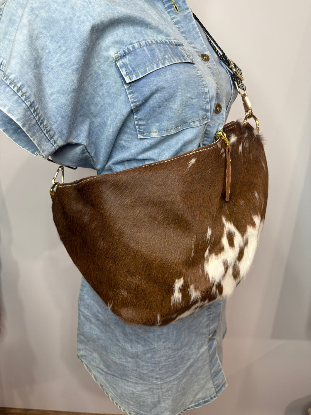 Brown and White Cowhide Kaycee Bag