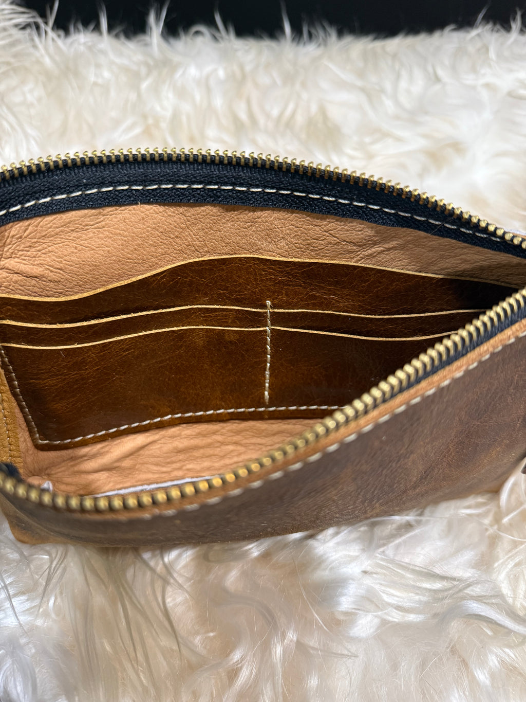 Tricolor Cowhide Jessica Wristlet