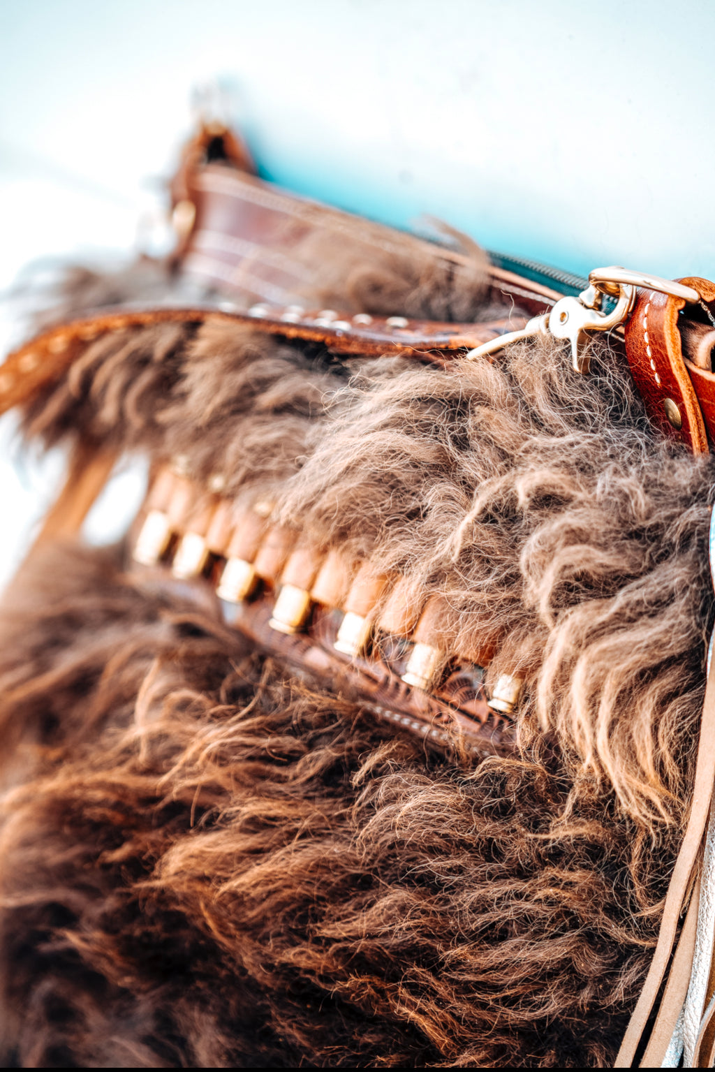 One of a kind Buffalo Hide Bag with Ammo Belt