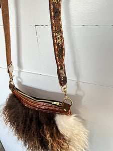 Brown and White Curly Icelandic Sheep Bag