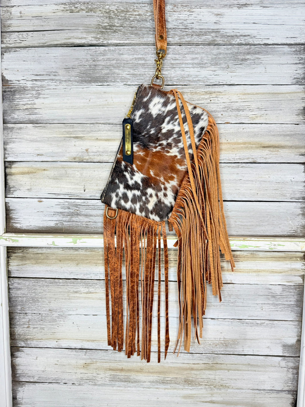 Tricolor Cowhide Jessica Wristlet with Fringe