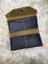 Load image into Gallery viewer, Black and White Cowhide Trifold Wallet
