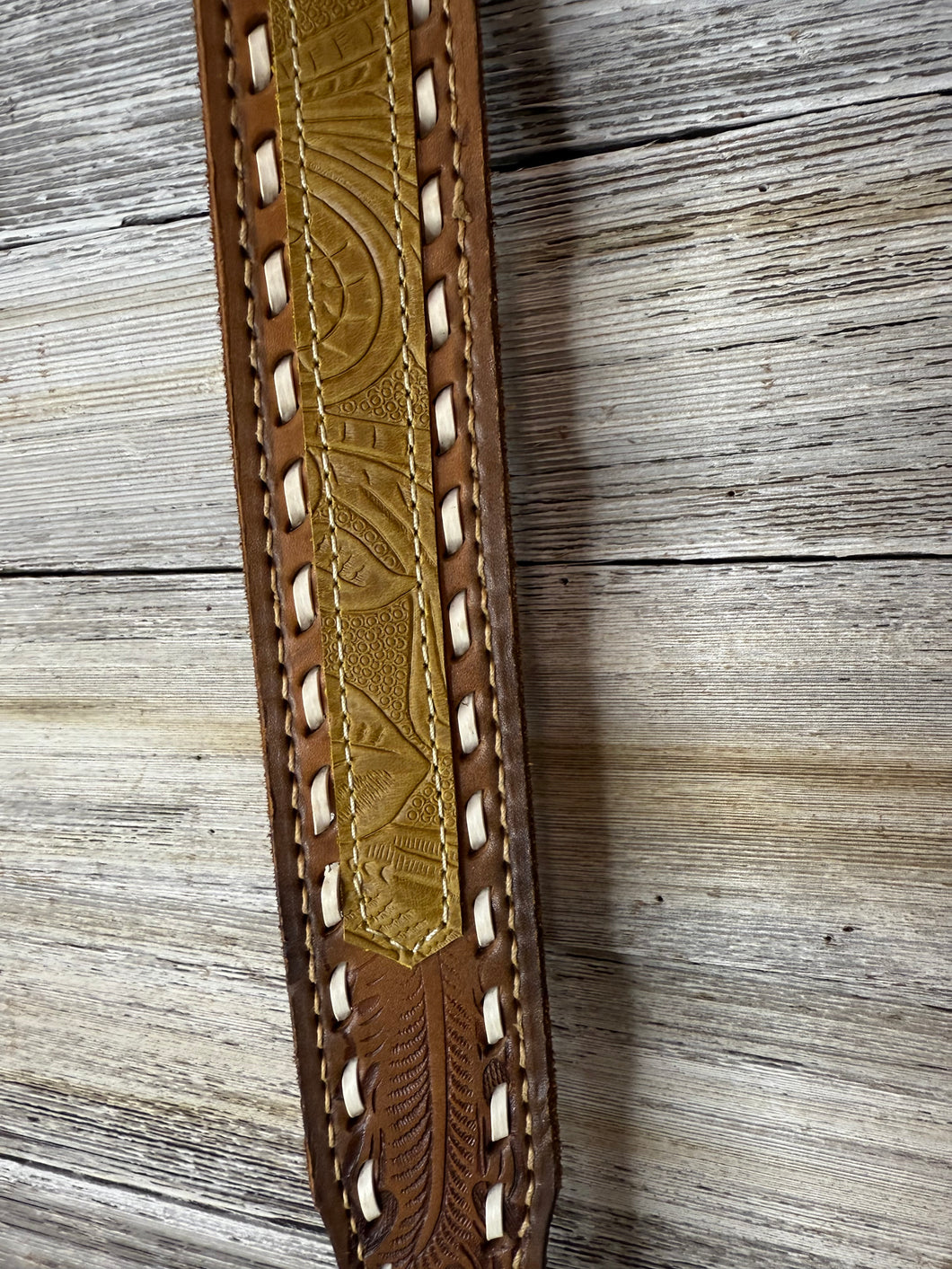 Mustard Accent Buckstitch Shoulder Strap