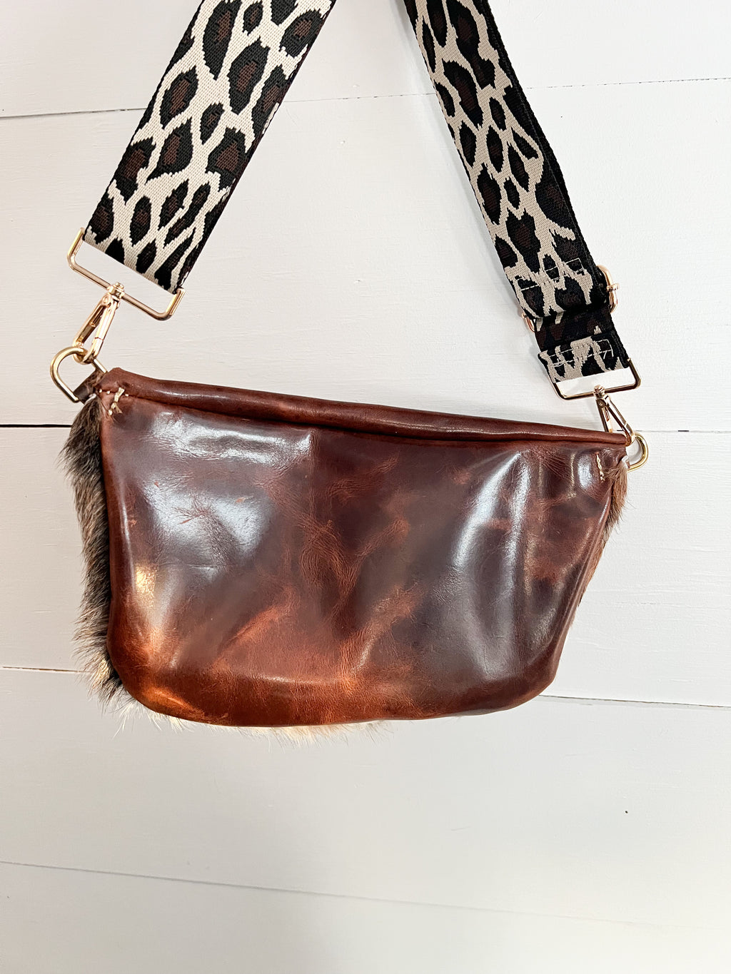 Tricolor Brindle Cowhide Frannie Bag
