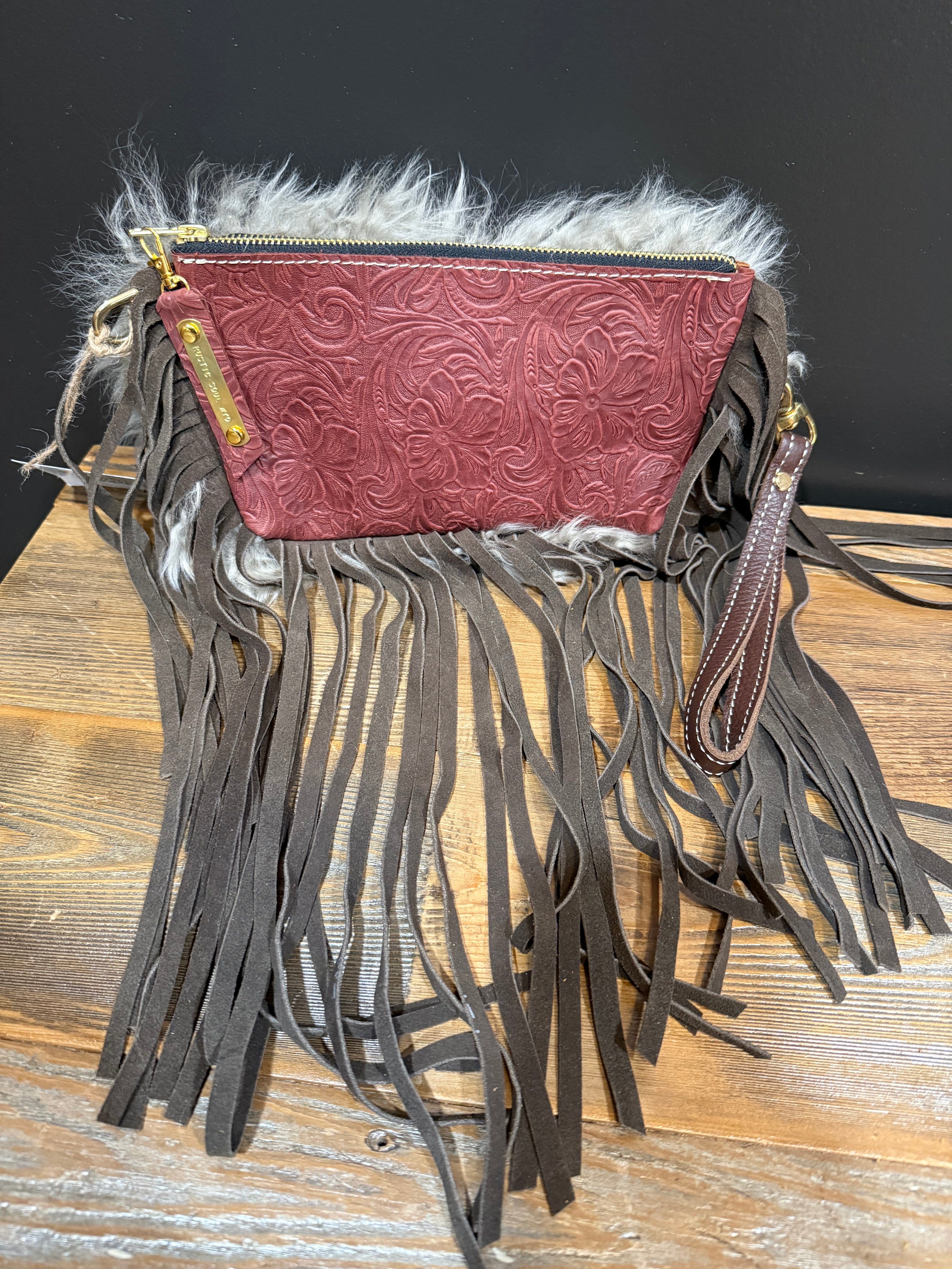 Sheep Fur Jessica Wristlet with Fringe