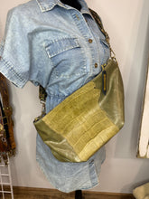 Load image into Gallery viewer, Green Cayman and Leather Kaycee Bag
