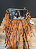 Tricolor Jessica Wristlet with Mahogany Long Fringe