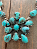 Turquoise and Sterling Silver Cluster Necklace