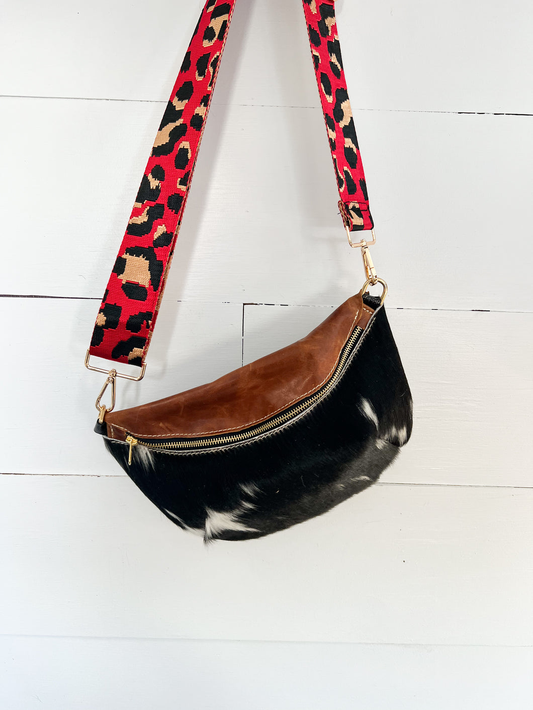 Black & White Cowhide Bumbag