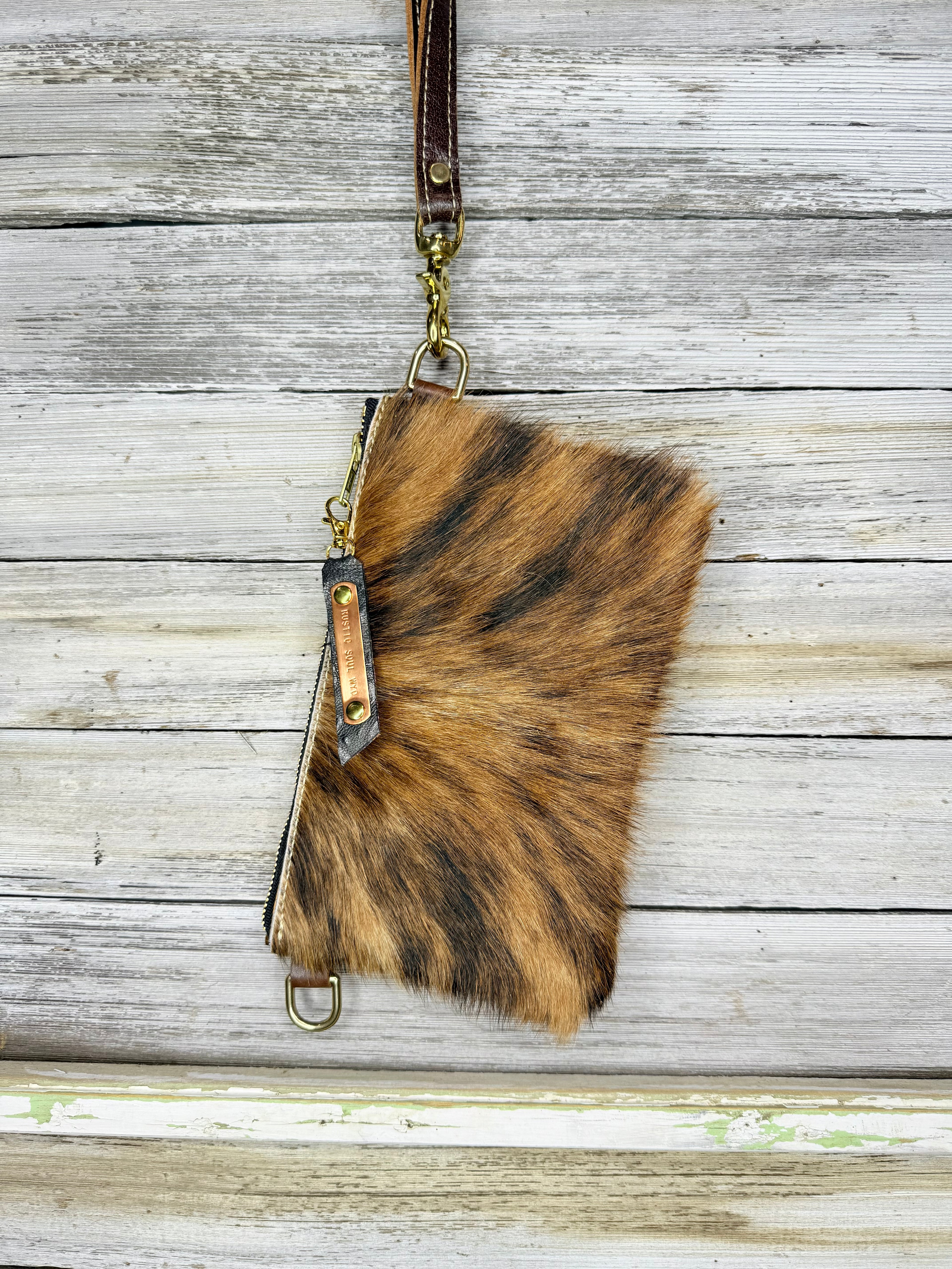 Brown and Black Brindle Jessica Wristlet