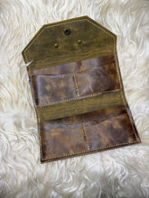 Load image into Gallery viewer, Mustard Embossed Leather Trifold Wallet
