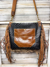 Load image into Gallery viewer, Cowhide and Buffalo Bag with Multi Colored Fringe
