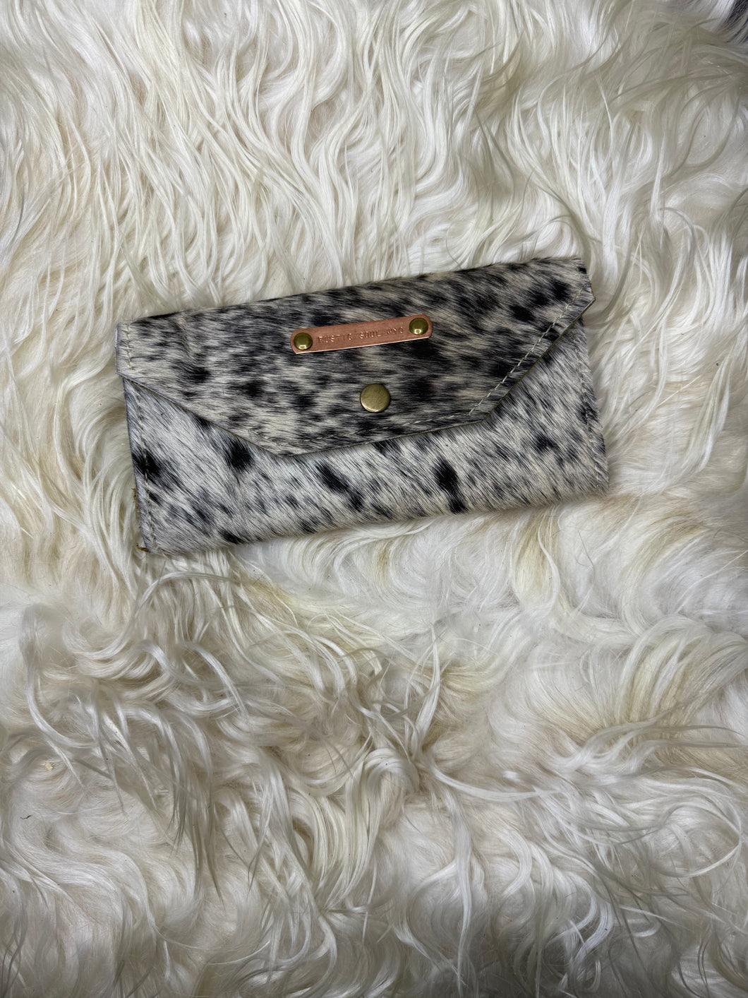 Black and White Cowhide Trifold Wallet