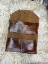 Load image into Gallery viewer, Pink Caiman Leather Trifold Wallet
