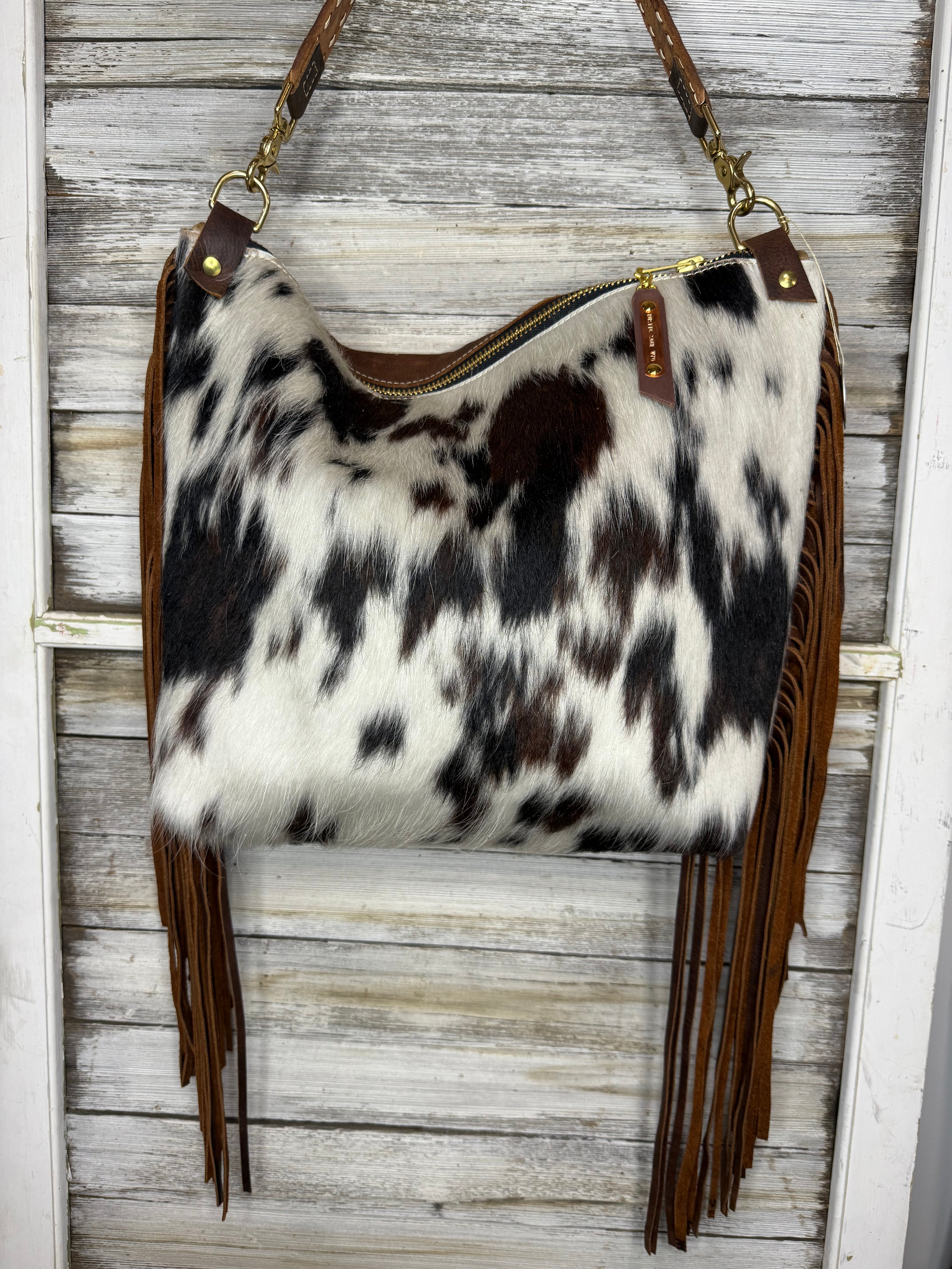 Tricolor Cowhide Bighorn XL Bag with Fringe