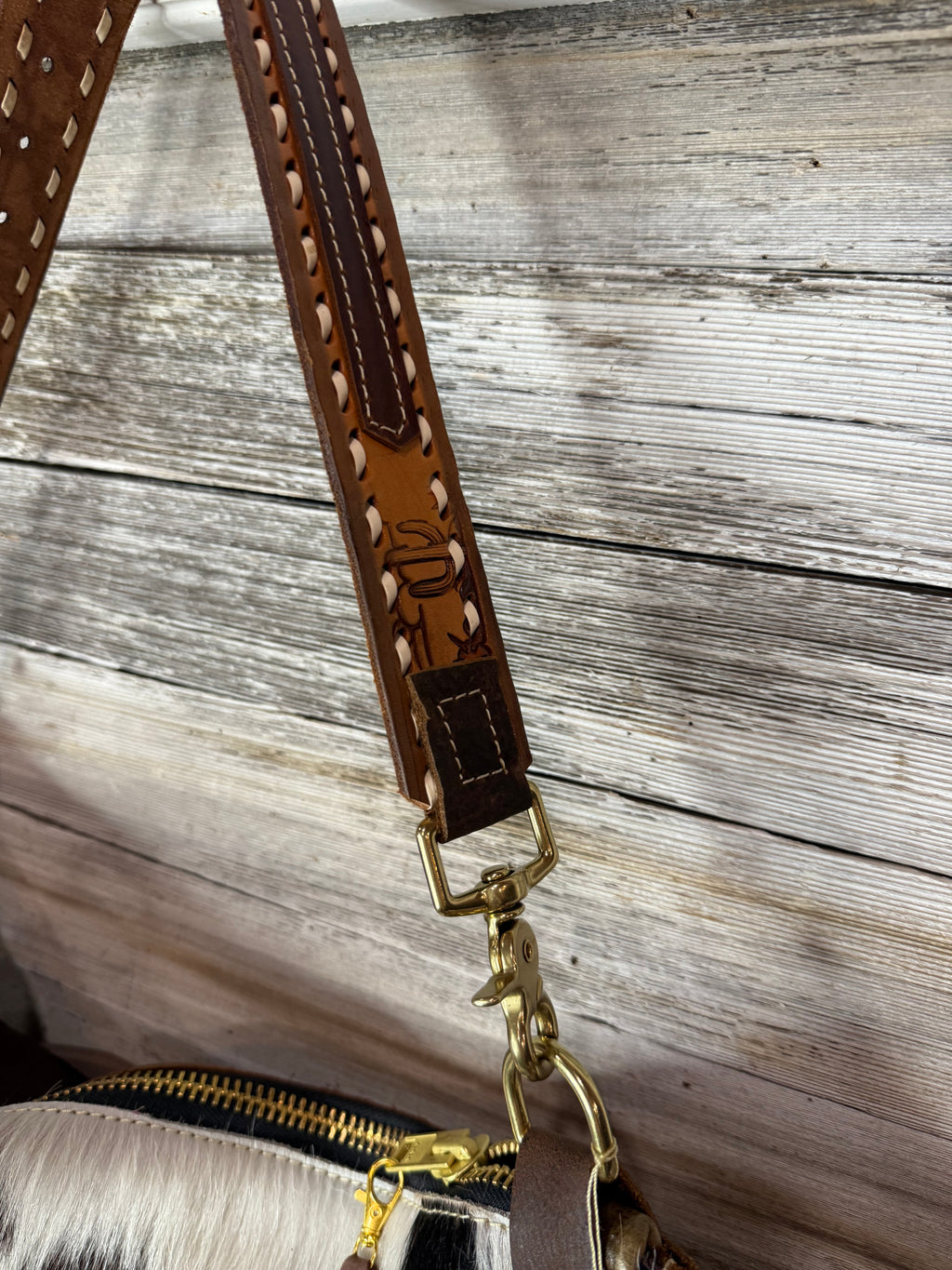 Tricolor Cowhide Bighorn XL Bag with Fringe
