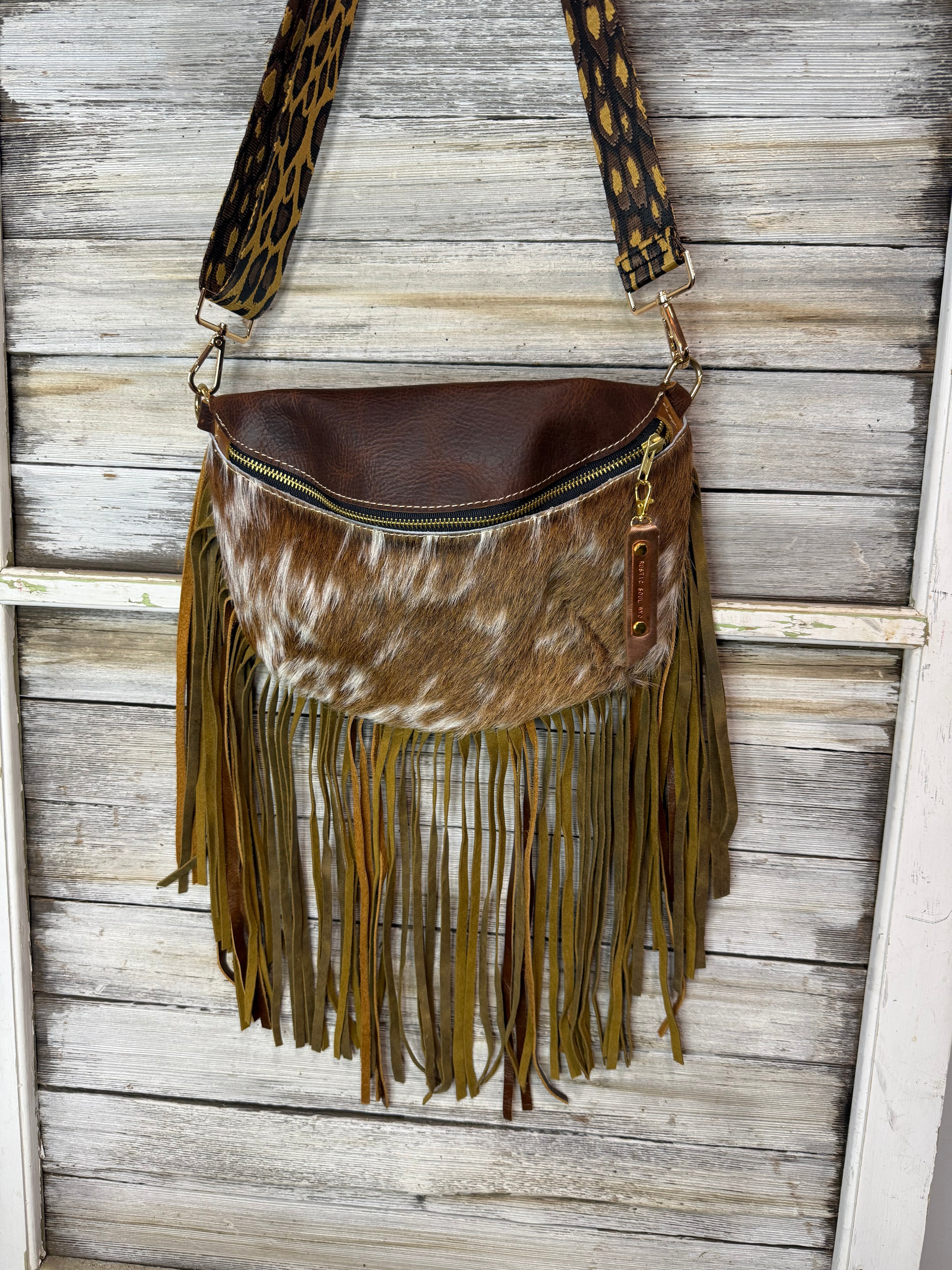 Classic Cowhide Frannie Bag with Fringe