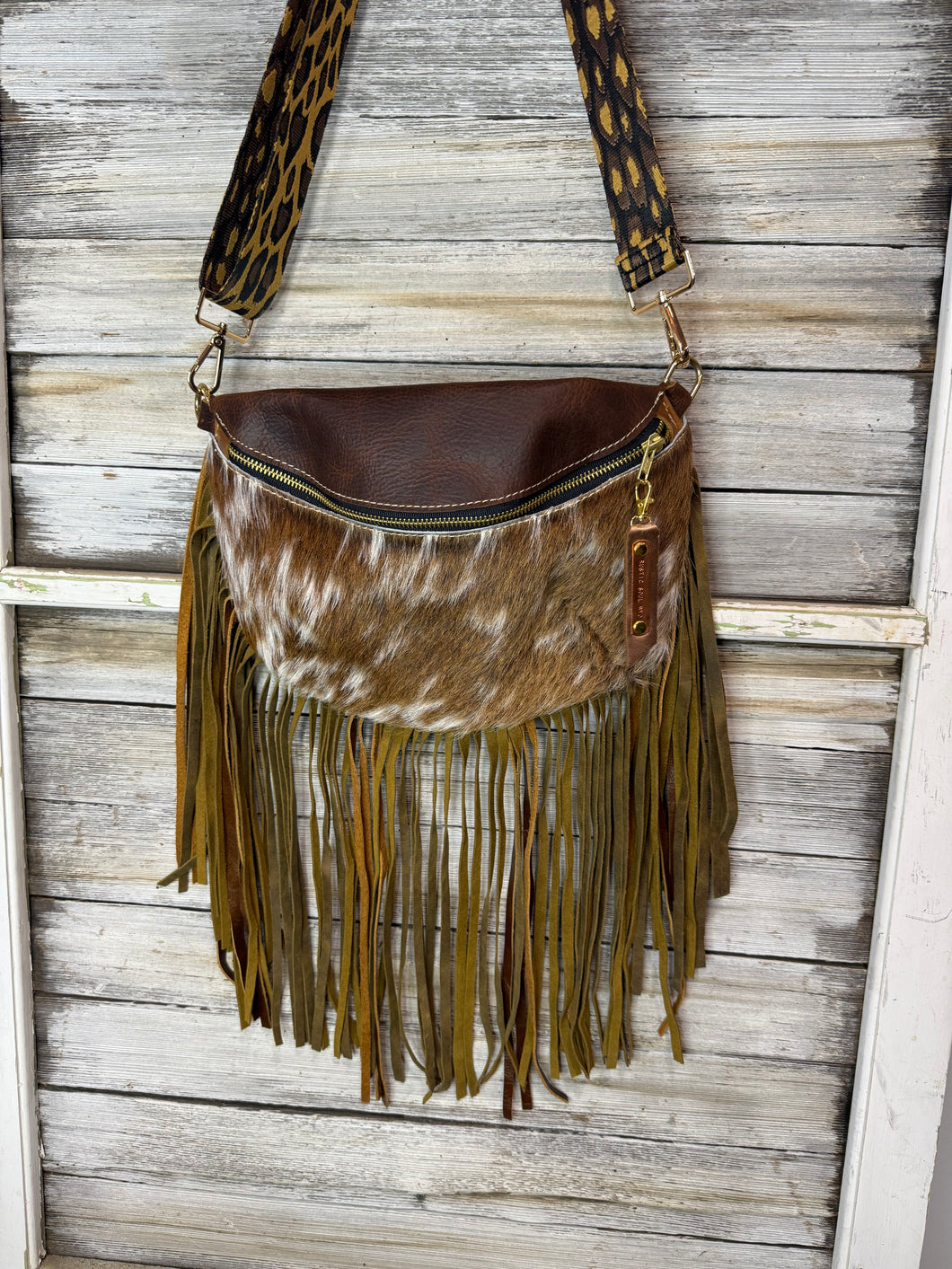 Classic Cowhide Frannie Bag with Fringe