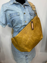 Load image into Gallery viewer, Mustard Floral Embossed Leather Kaycee Bag
