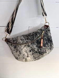 Black and White Cowhide Frannie XL Bag