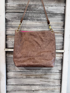 Cody Bag - Silver Cowhide with Pink Accent