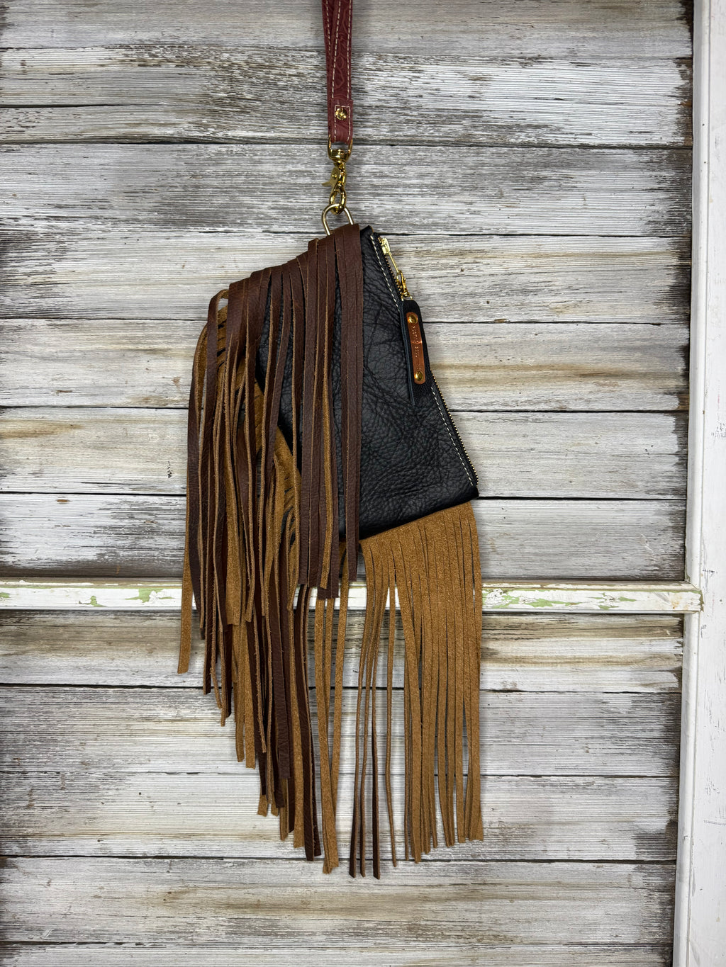Tricolor Cowhide Jessica Wristlet with Fringe