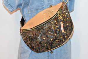 Green Camo Studded Frannie Bag