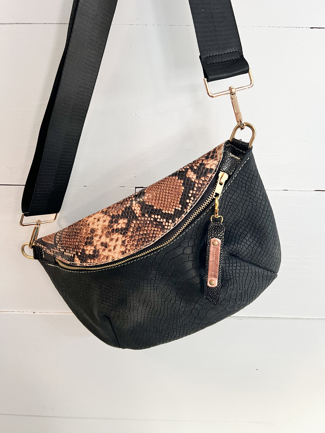 Python Snakeskin Embossed Leather Frannie Bag