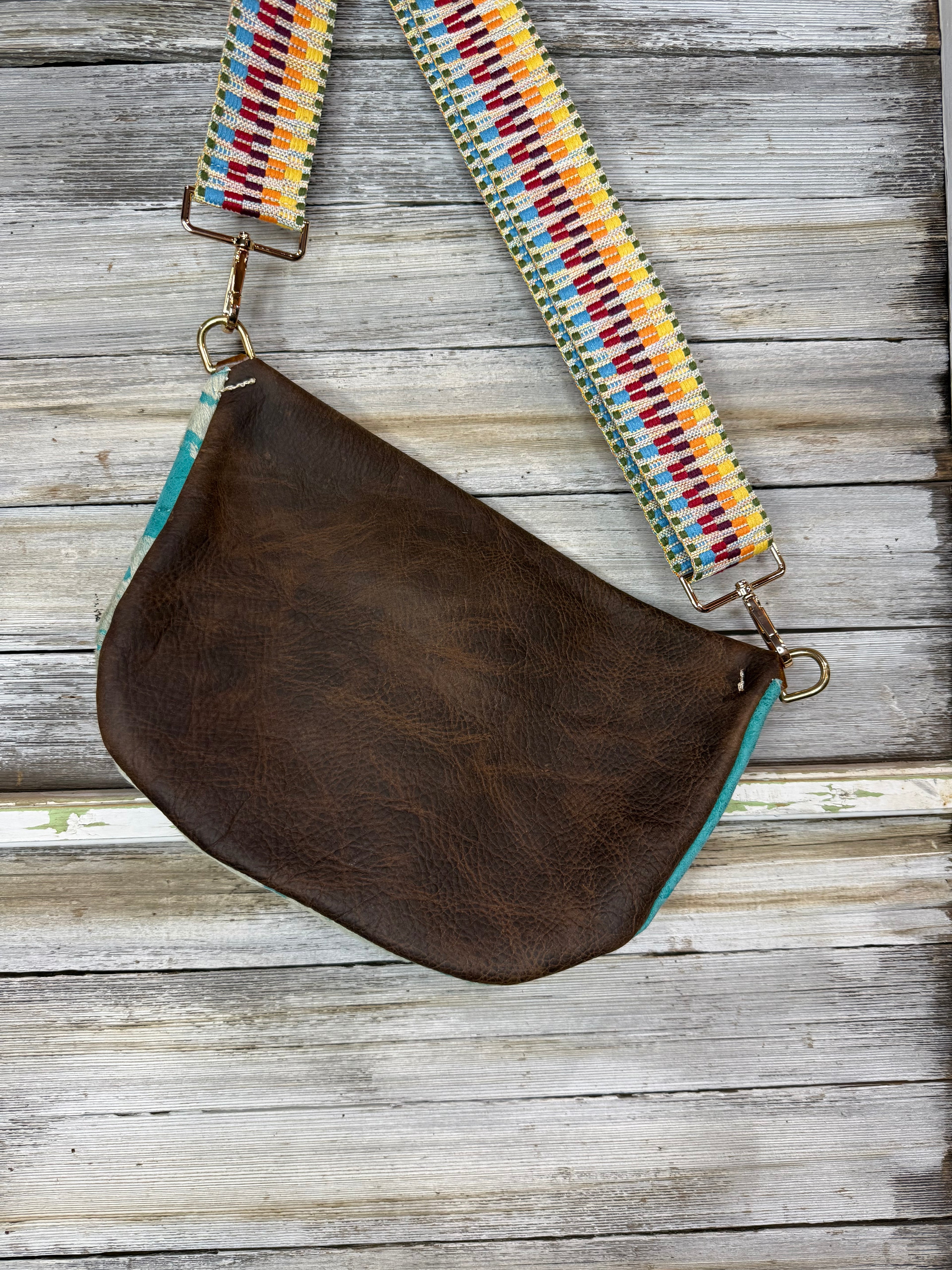 Classic Turquoise Cowhide Frannie Bag