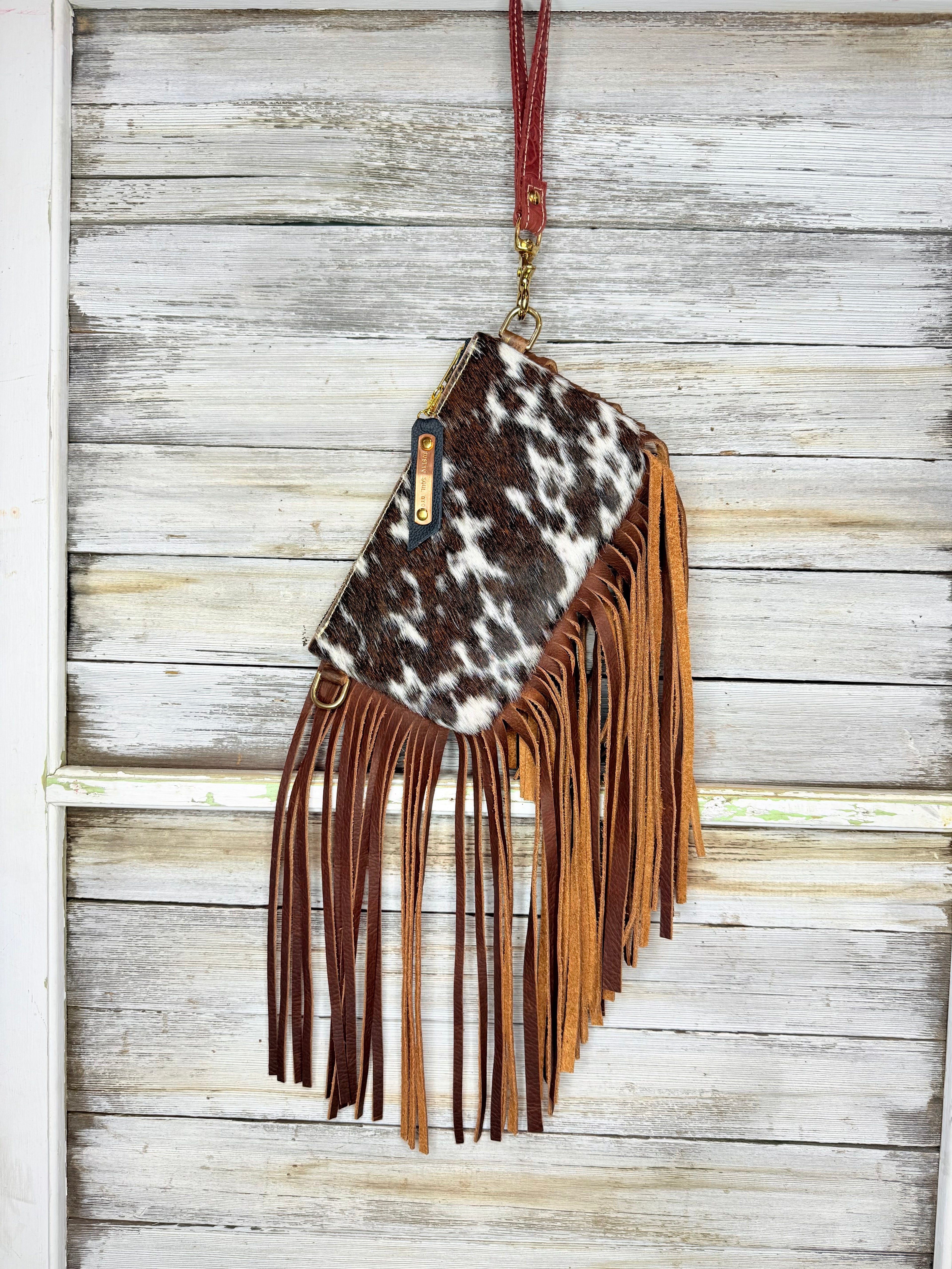 Tricolor Cowhide Jessica Wristlet with Fringe
