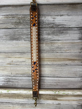 Load image into Gallery viewer, Buckstitch Leather Shoulder strap with Blue and Pearl accent
