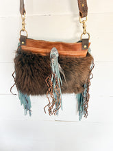 Load image into Gallery viewer, Two Tone Boho Buffalo Bag with fringe
